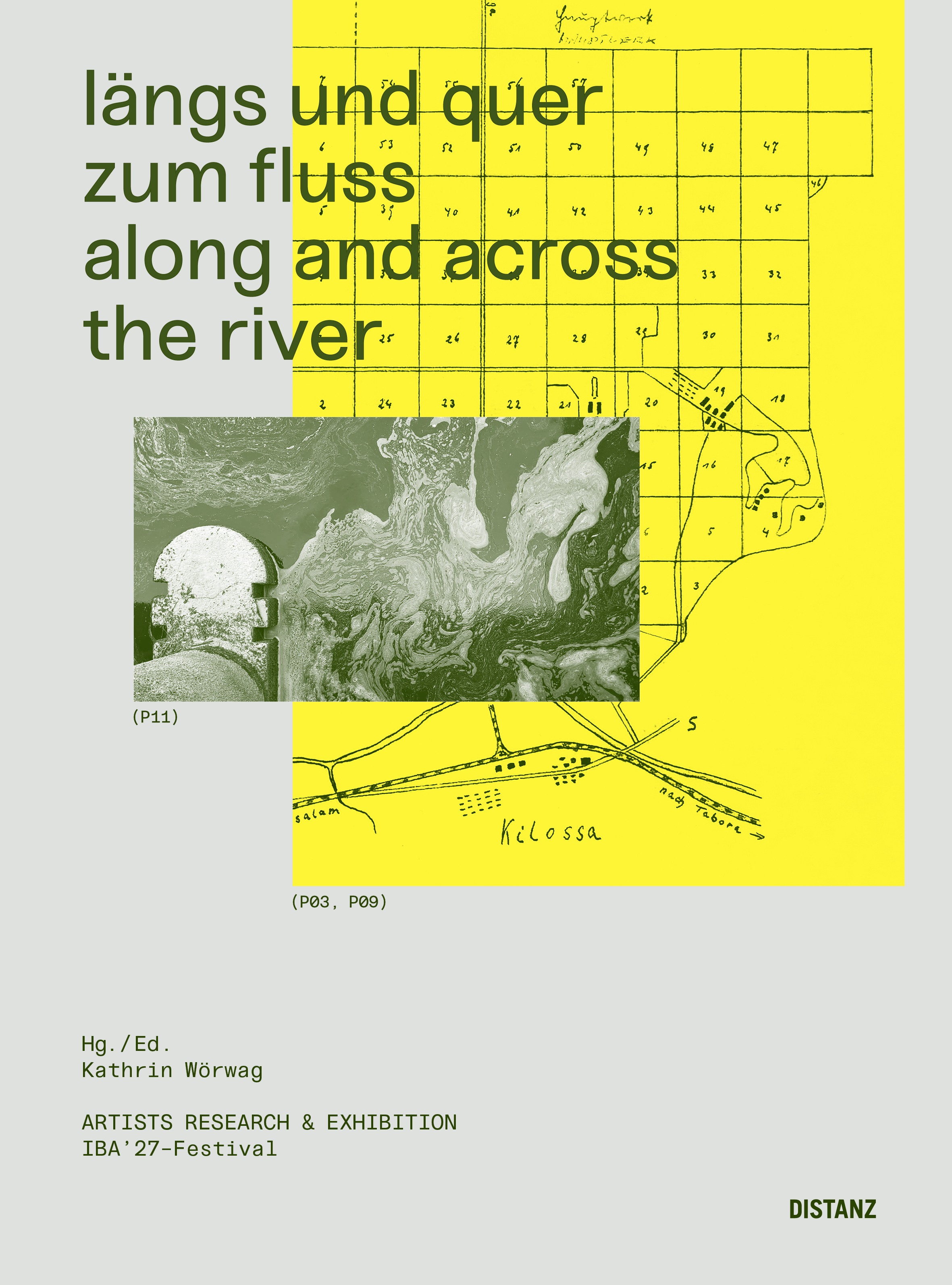 Bookcover längs und quer zum fluss – along and across the river