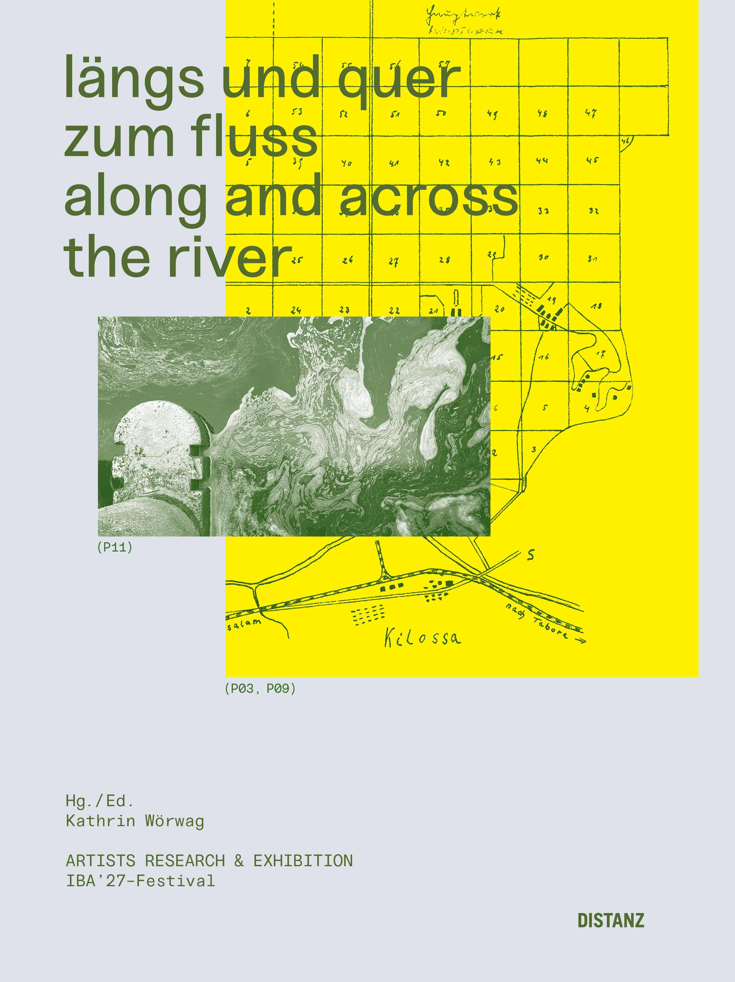 Bookcover längs und quer zum fluss – along and across the river